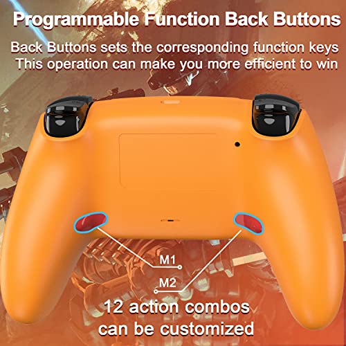 YU33 Ymir Controller for PS4 Controller, Elite Control Remote Compatible with Playstation 4 Controller, Steam Gamepad for Scuf PS4 Controllers with 3D Joystick/Mapping/Turbo/1200 mAh Battery Orange