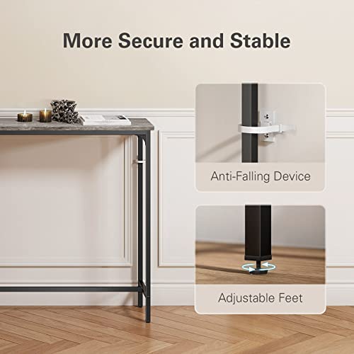 DEPAD 70 Inch Extra-Long Console Table with 2 Power Outlets and 1 Type C Port and 1 USB Port, 10.6” D x 70.9” L x 35.4” H Sofa Table, Grey Behind Couch Table, Narrow Long Entryway Table