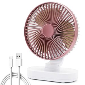 ASYOURZ Small Desk Fan Oscillating Table Fan 9 Inch, USB Rechargeable Fan 4000mAh Battery Operated Fan, Adjustable Desktop Fan with 4 Speeds Portable Fan Desk Fan for Bedroom Office Travel Bathroom