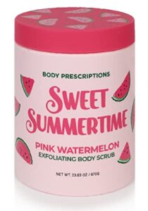 body prescriptions exfoliating body scrub | 21.16 oz body cleanser infused with pink watermelon | daily body wash for nourished and ultra smooth skin, sweet summertime?