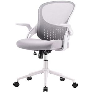 office chair, desk chair, ergonomic home office desk chairs, mid back mesh computer chair, cute swivel rolling task chair cushion, lumbar support and flip-up armrests