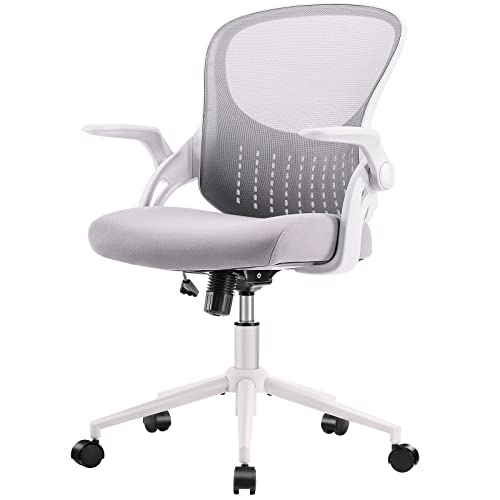 Office Chair, Desk Chair, Ergonomic Home Office Desk Chairs, Mid Back Mesh Computer Chair, Cute Swivel Rolling Task Chair Cushion, Lumbar Support and Flip-up Armrests