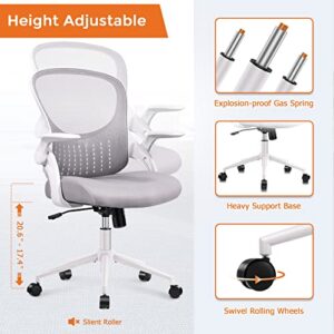 Office Chair, Desk Chair, Ergonomic Home Office Desk Chairs, Mid Back Mesh Computer Chair, Cute Swivel Rolling Task Chair Cushion, Lumbar Support and Flip-up Armrests