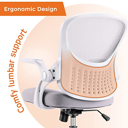 Office Chair, Desk Chair, Ergonomic Home Office Desk Chairs, Mid Back Mesh Computer Chair, Cute Swivel Rolling Task Chair Cushion, Lumbar Support and Flip-up Armrests