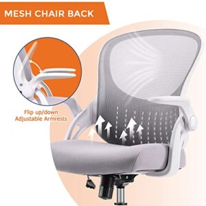 Office Chair, Desk Chair, Ergonomic Home Office Desk Chairs, Mid Back Mesh Computer Chair, Cute Swivel Rolling Task Chair Cushion, Lumbar Support and Flip-up Armrests