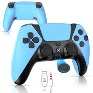 wiv77 ymir ps4 controller blue, control pa4 remote wireless compatible with playstation 4 controller with turbo/programmable button/headphone jack/long battery life, pa4 controller for kids/men/women
