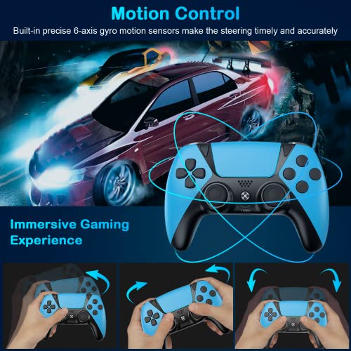 Wiv77 Ymir Ps4 Controller Blue, Control Pa4 Remote Wireless Compatible with Playstation 4 Controller with Turbo/Programmable Button/Headphone Jack/Long Battery Life, Pa4 Controller for Kids/Men/Women