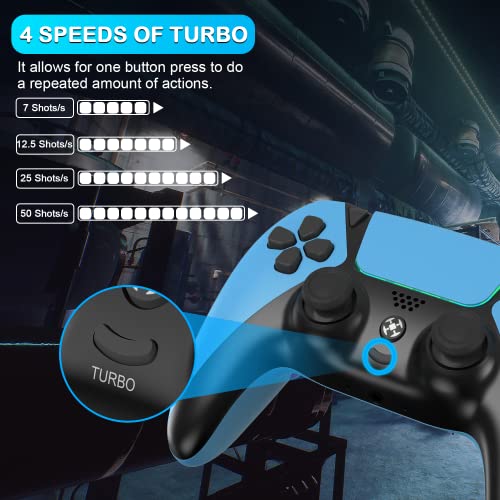 Wiv77 Ymir Ps4 Controller Blue, Control Pa4 Remote Wireless Compatible with Playstation 4 Controller with Turbo/Programmable Button/Headphone Jack/Long Battery Life, Pa4 Controller for Kids/Men/Women