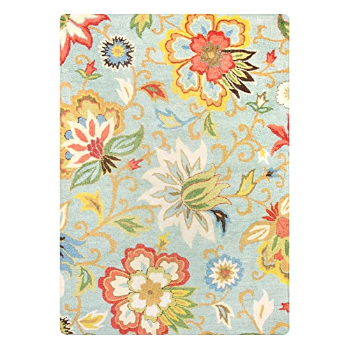 Lahome Machine Washable Floral Living Room Rug - 5x7 Area Rugs for Bedroom Non-Slip Large Low-Plie Kitchen Rug Soft Throw Nursery Kids Room Rug Distressed Indoor Carpet for Dining Room Entryway Office