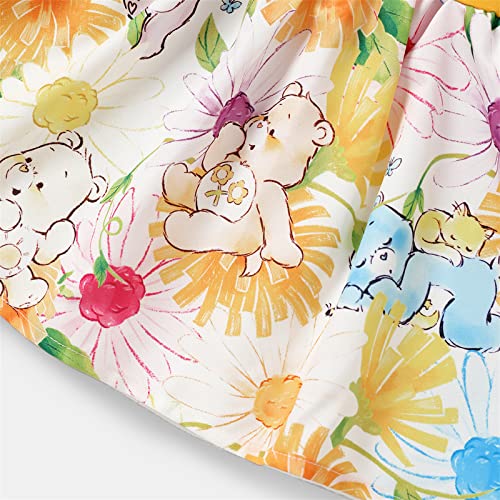 PATPAT Care Bears 2pcs Baby Girl Solid & Print Spliced Flutter-Sleeve Dress with Crossbody Bag Set Yellow 9-12 Months