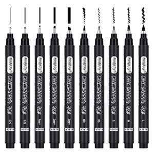 pandafly calligraphy pens, 10 size calligraphy pens for writing, brush pens calligraphy set for beginners, hand lettering pens, brush markers set, black ink drawing pens