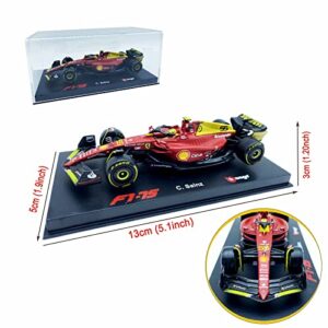 HTLNUZD Bburago 1/43 2022 F1-75 #55 75th Anniversary Carlos Sainz 1:43 Formula One Racing Car Alloy Die Cast Collection Vehicles Model (Hardcover 75th #55)