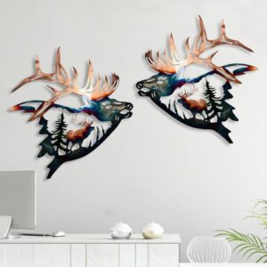 13inch rustic metal elk wall decor for room home deer decor western gifts 2pcs