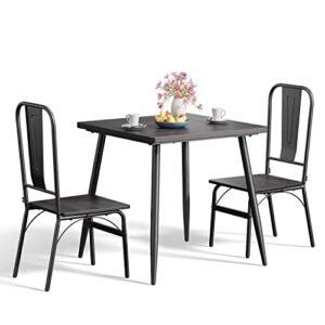 Gizoon 30" Dining Table Set for 2, 3-Piece Romantic Kitchen Table and Chairs with 1.2" Thick Board for Home, Apt, Balcony, Space-Saving, Heavy-Duty, Black