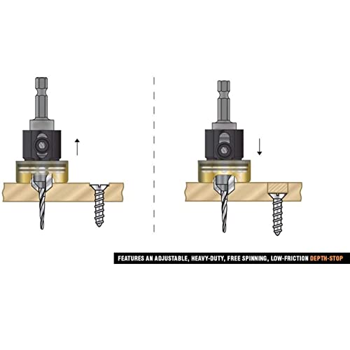 Countersink Drill Set, Countersink Drill Bit Carbon Steel 5 Flute Working Depth Adjustable Countersunk Drill Bit 3/8 X 3/32 X 1/4in