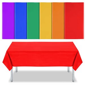 6 pcs assorted color plastic tablecloth disposable tablecloth rectangle table cover party table decoration for birthday party picnic kitchen supplies (bright color, 54 x 108 inch)