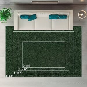 Jocovieh Soft Deep-Green Rugs for Bedroom, 5x7 Feet Fluffy Carpets, Indoor Modern Plush Area Rugs for Living Room Kids Girls Room, Non-Slip Shag Rug for Nursery Home Decor, Deep-Green