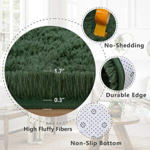 Jocovieh Soft Deep-Green Rugs for Bedroom, 5x7 Feet Fluffy Carpets, Indoor Modern Plush Area Rugs for Living Room Kids Girls Room, Non-Slip Shag Rug for Nursery Home Decor, Deep-Green