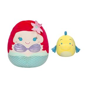squishmallows original disney 10-inch ariel and 4-inch flounder 2-pack plush - ultrasoft official jazwares plush