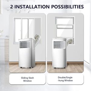 ZAFRO 8,000 BTU Portable Air Conditioners, Portable AC with Dehumidifier/Fan/Sleep Modes, 24Hrs Timer/Remote/Digital Display/Installation Kits/Energy-saving/Cool Room up to 350 Sq.ft, White