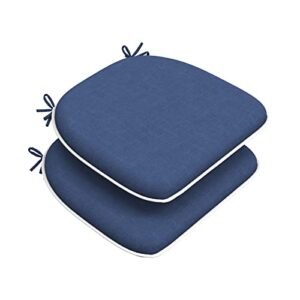 dytxiii outdoor chair cushion with ties set of 2, round corner waterproof patio seat cushion 17"x 16" for outdoor furniture, textured navy