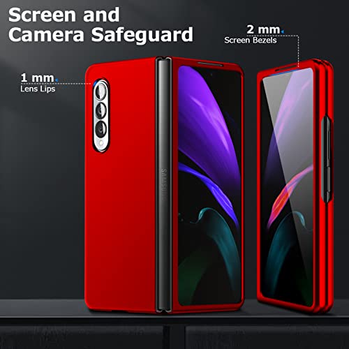 RLUYIDIKS for Samsung Galaxy Z Fold3 Case,Slim Hard PC Matte Phone case,Wireless Charging Compatible 7.6inch Lightweight Slim Protective Case for Samsung Galaxy Z Fold 3 5G,Red RUS02-06 CP