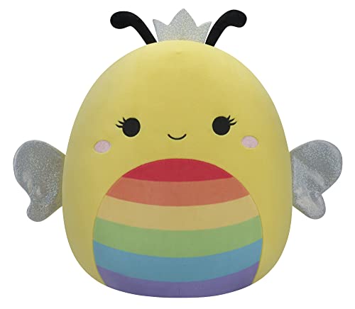 Squishmallows Original 12-Inch Sunny Honey Bee with Rainbow Belly and Silver Crown- Medium-Sized Ultrasoft Official Jazwares Plush