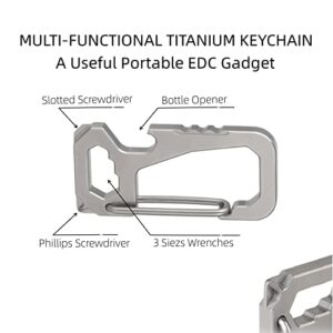 Imentha Titanium Keychain - Bottle Opener, Key Ring Clip - Carabiner Keychain for Men and Women, Keychain Accessories - Lightweight and Durable Titanium EDC Tool for Outdoor and Everyday Use