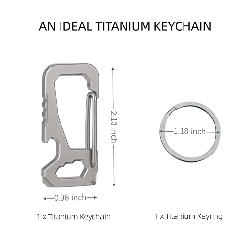 Imentha Titanium Keychain - Bottle Opener, Key Ring Clip - Carabiner Keychain for Men and Women, Keychain Accessories - Lightweight and Durable Titanium EDC Tool for Outdoor and Everyday Use