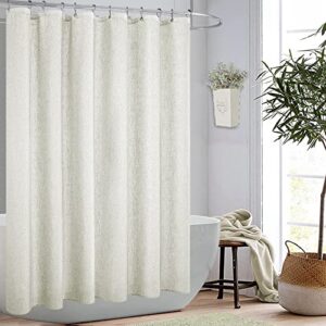 KOUFALL 96 Inch Shower Curtain,Natural Linen Waterproof Modern Boho Farmhouse Fabric Extra Long Shower Curtains for Bathroom Set with Hooks,72 x 96 in Length,Cream Beige