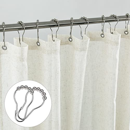 KOUFALL 96 Inch Shower Curtain,Natural Linen Waterproof Modern Boho Farmhouse Fabric Extra Long Shower Curtains for Bathroom Set with Hooks,72 x 96 in Length,Cream Beige