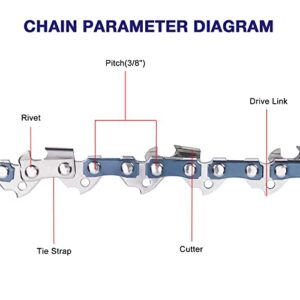 4 Pack 14 Inch Chainsaw Chain 3/8" LP Pitch .050'' Gauge 52 Drive Links fits Craftsman, Echo, Poulan, Ryobi and more