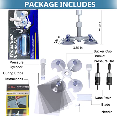 KMOOL Windshield Repair Kit, Glass Repair Kit, Automotive Glass Nano Fluid Glass Repair Kit Quick Fix for Chips & Cracks & Star-Shaped & Nicks & Half-Moon & Crescents - Car Windshield Repair kit