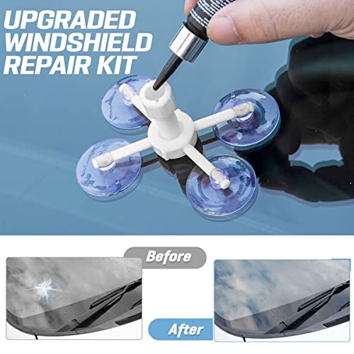 KMOOL Windshield Repair Kit, Glass Repair Kit, Automotive Glass Nano Fluid Glass Repair Kit Quick Fix for Chips & Cracks & Star-Shaped & Nicks & Half-Moon & Crescents - Car Windshield Repair kit