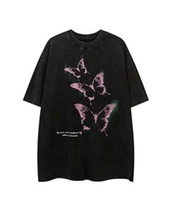 aelfric eden mens oversized shirts washed butterfly graphic tee casual loose streetwear tops