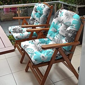 TWLEAR Indoor/Outdoor Wicker Chair Cushions, U-Shape Tufted Patio Seat Cushions All Weather for Outdoor Furniture Home Garden Office Chair Use, 19”x19”x5”, 2 Pack, Blue Calliopsis