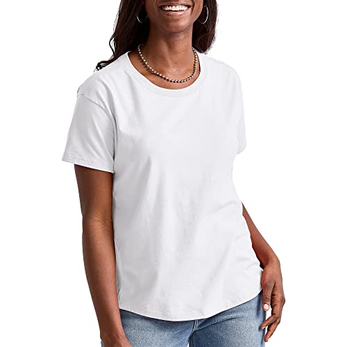 Hanes Originals Tri-Blend, Lightweight T-Shirt for Women, Relaxed Fit, ECO White, 2X Large