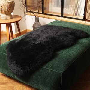 LLB Genuine Sheepskin Area Rug Wool Rug Fur Carpet Fluffy Shaggy Fur Rug for Living Room Kids Bedroom Real Sheepskin Throw Lambskin Rugs Sofa Mat Chair Seat Covers (Black, 2 x 3 ft Sheepskin)