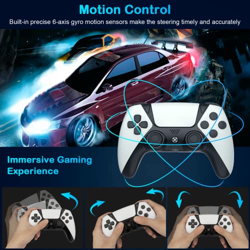 YU33 Ymir Controller for PS4 Controller, Elite Control Remote Fits Playstation 4 Controller, Scuf Wireless Controllers de PS4 Mapping/Turbo/1200 mAh Battery, Pa4 Controller for PS4/Steam/PC White