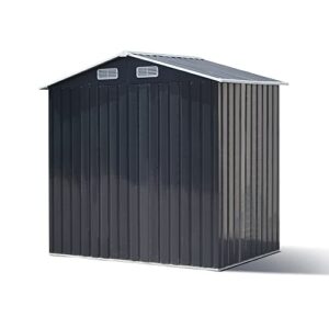 FIZZEEY 6' x 4' Outdoor Storage Shed Metal Garden Sheds w/Lockable Doors for Backyard Patio Lawn, Black