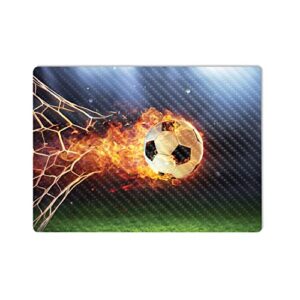 mightyskins carbon fiber skin compatible with microsoft surface laptop 5 15” full wrap kit - flaming soccer ball | protective, durable textured carbon fiber finish | easy to apply | made in the usa