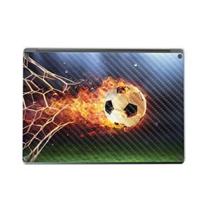 MightySkins Carbon Fiber Skin Compatible with Microsoft Surface Laptop 5 15” Full Wrap Kit - Flaming Soccer Ball | Protective, Durable Textured Carbon Fiber Finish | Easy to Apply | Made in The USA