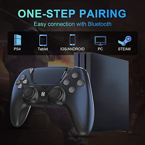 AUGEX Wireless Controller for Playstation 4 Controller, Ymir Game Remote for PS 4 Controller with Turbo, Steam Gamepad Work with Back Paddles (Midnight Blue)