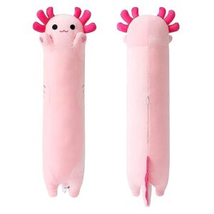 peach cat pink long axolotl plush pillow toy cute axolotl stuffed animal for girls and boys 28"