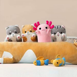 PEACH CAT Pink Long Axolotl Plush Pillow Toy Cute Axolotl Stuffed Animal for Girls and Boys 28"