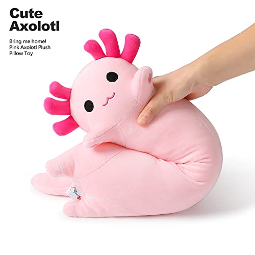 PEACH CAT Pink Long Axolotl Plush Pillow Toy Cute Axolotl Stuffed Animal for Girls and Boys 28"