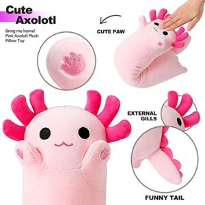 PEACH CAT Pink Long Axolotl Plush Pillow Toy Cute Axolotl Stuffed Animal for Girls and Boys 28"