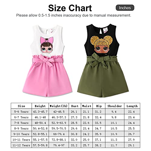 L.O.L. Surprise! Kids Girls Sleeveless Doll Print Romper Kids Elastic Waist One Piece Shorts Jumpsuit Black 9-10 Years