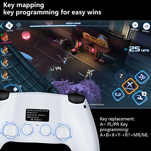 Aoidaruy Wireless Controller for PS4, Compatible with PS4/PS3/PC/Mac/IOS/Android/Switch, PS4 Remote Joystick Controller Dualshocked, Gaming Controller Auto Fire Turbo Button and Custom Ps4 Controller