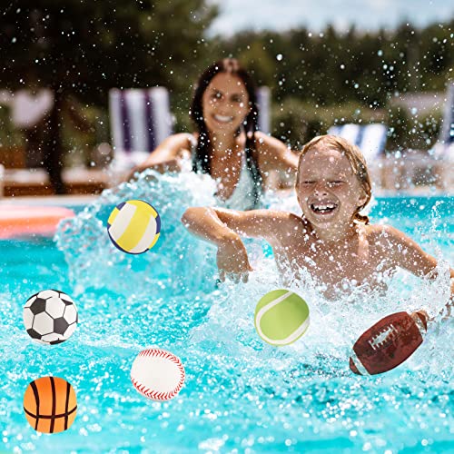 Water Bomb Splash Balls - 3" Sport Style Pool Balls for Swimming Pool, 6 Pcs Water Absorbent Beach Toys for Kids -Great Pool Toys for Summer Fun and Outdoor Play